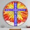 Designart 'Holy Cross Stained Glass Style Rustic Wall Clock
